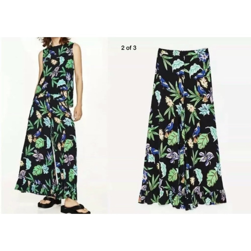 Zara Tropical Floral Palazzo Pants EUC Small
